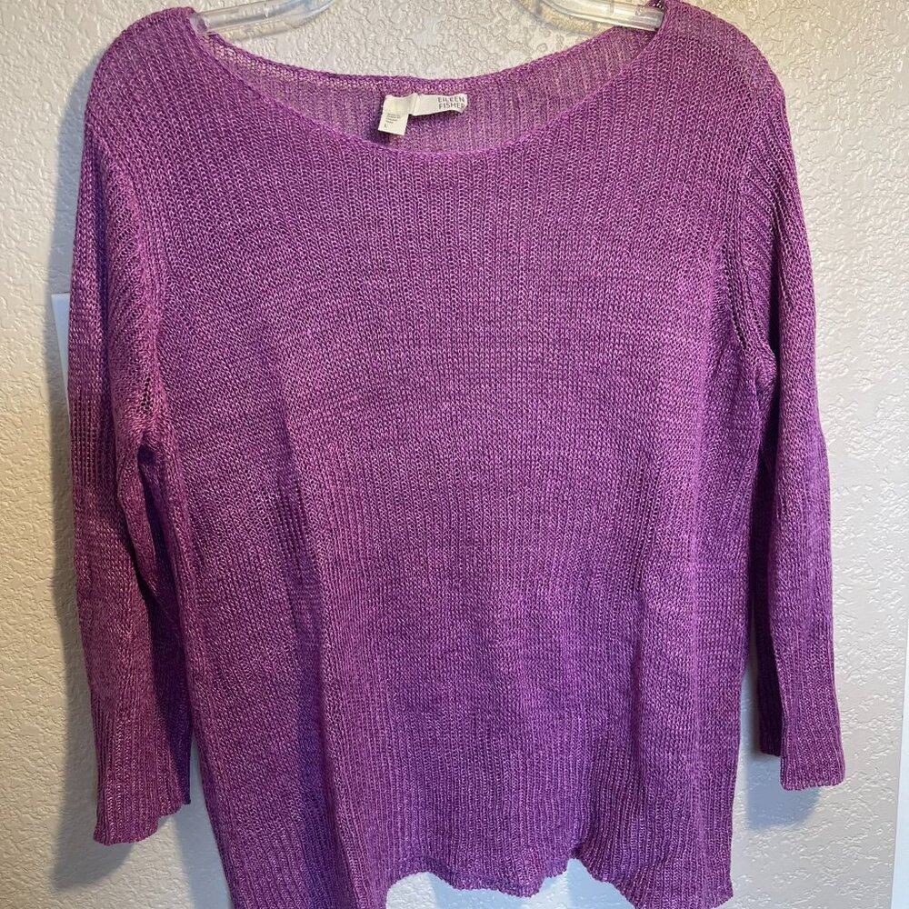 Purple Linen Loose Knit Sweater